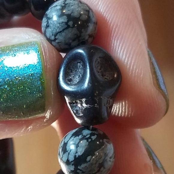D20 Tourmaline Snowflake Obsidian Necklace - Picture 9 of 16